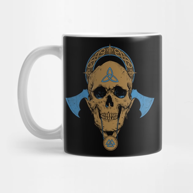 Viking Skull Nordic Scandinavian Norse Pagan Symbols by Blue Pagan